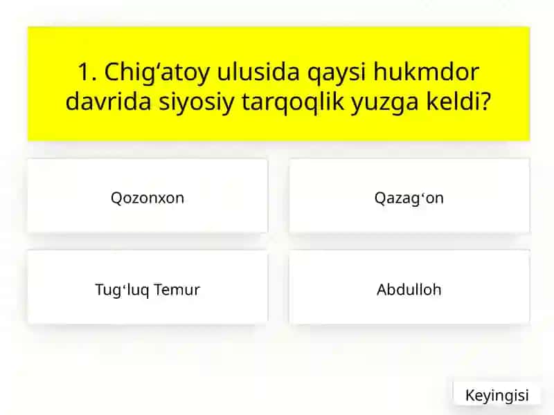 Ochiq dars uchun viktorina 3