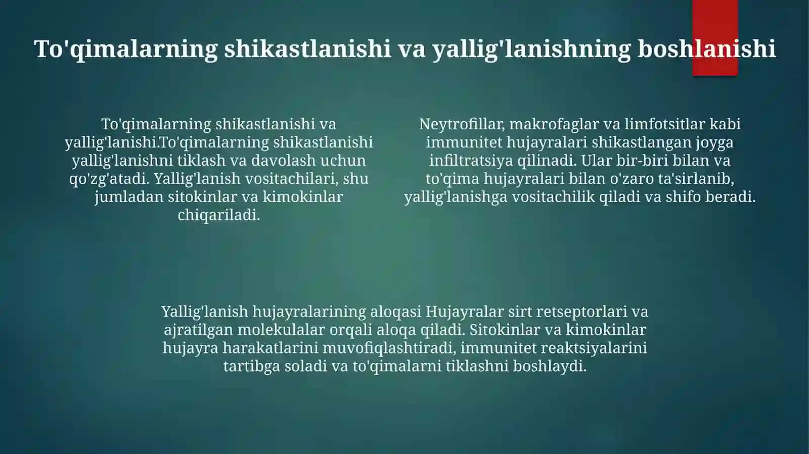 Yallig'Lanish Reaksiyasi Vaqtida HujayralarniO'ZaroTa'Siri 3