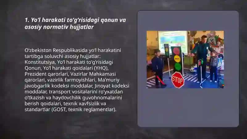 O'zbekiston Respublikasida yo'l harakatini taminlashga doir huquqiy talablar 3