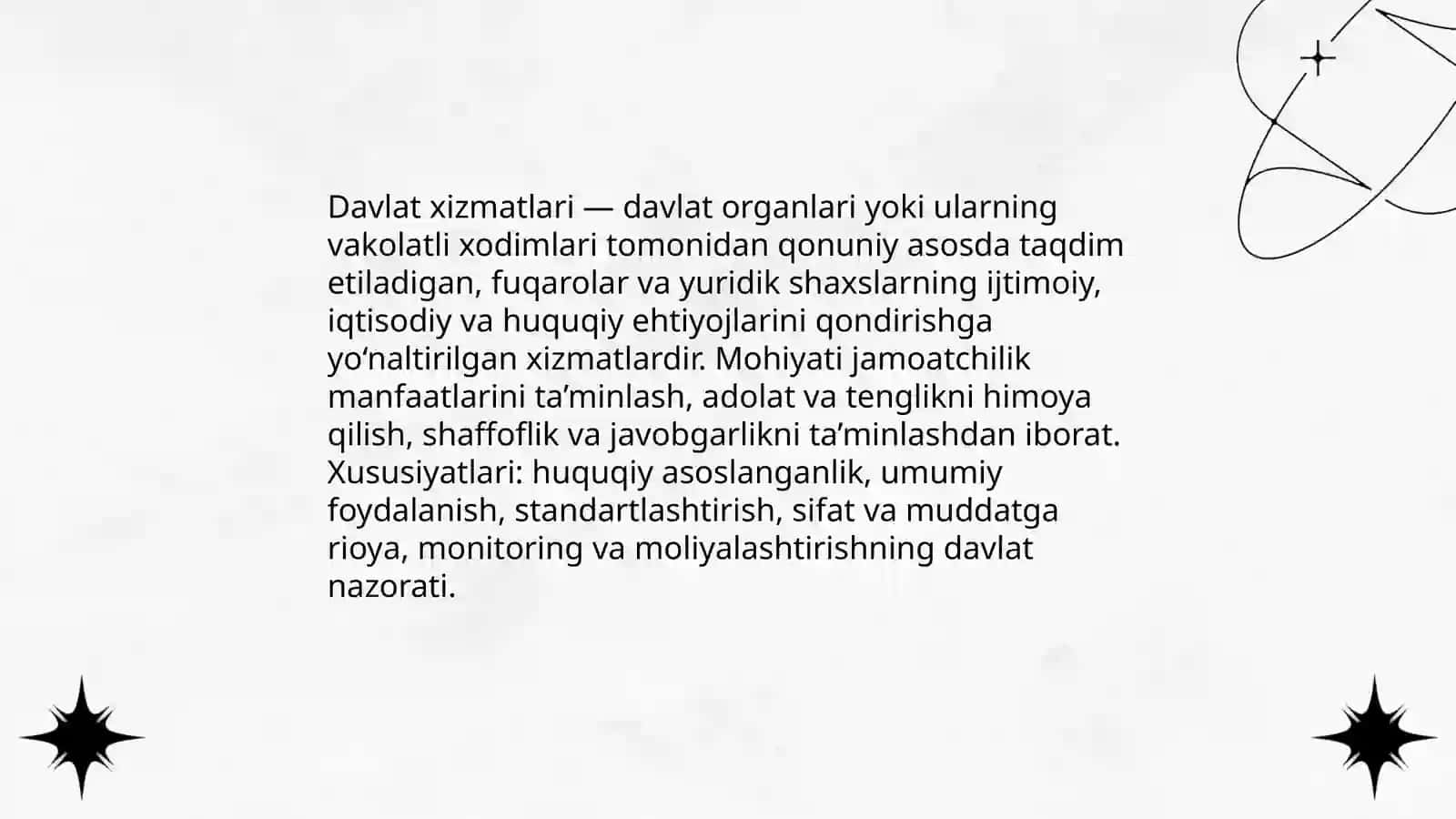 Davlat xizmatlarining o’ziga xoshususiyatlari va tushunchasi 3