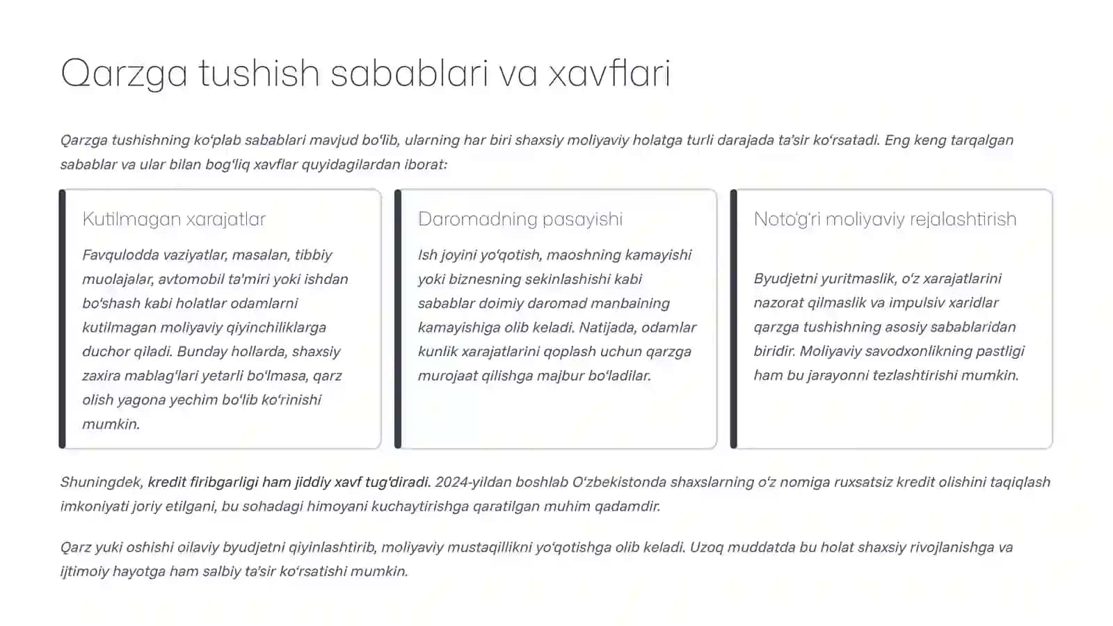 Shaxsiy qarzlarni boshqarish 3