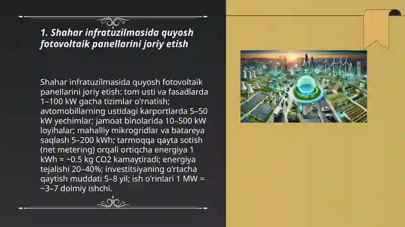 Shahar infratuzilmasida yashil texnologiyalarni joriy etish 3