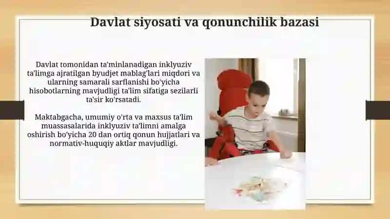 Ta'limga muhtoj bolani samarali integratsiyasi uchun tashqi shart-sharoitlar 3