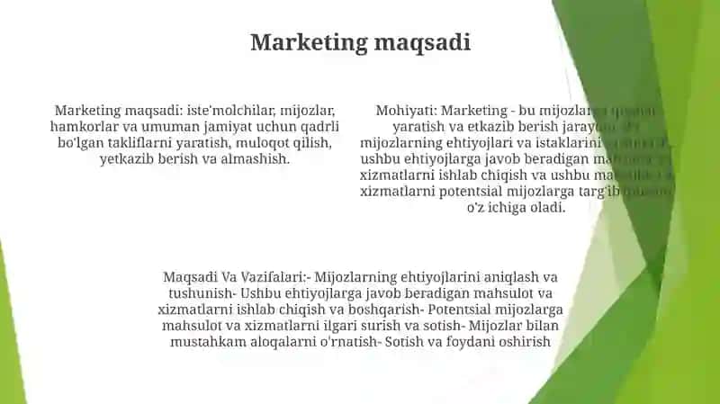 Marketingning Mohiyati, Maqsadi Va Vazifalari 3