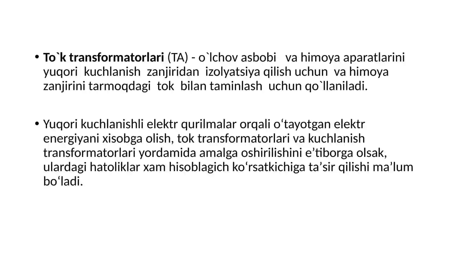 TOK TRANSFORMATOR XATOLIKLARINI HISOBLAGICH KO`RSATKICHIGA TA’SIRIIlmiyrahbar katta o‘qituvchi D.A. Egamov 3