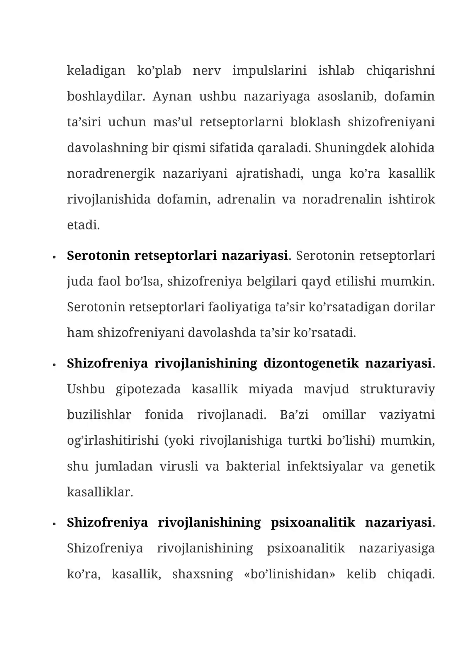 SHIZOFRENIYA — RIVOJLANISHI SABABLARI, TASNIFI, ALOMATLARI, DAVOLASH, TASHXISLASH 3