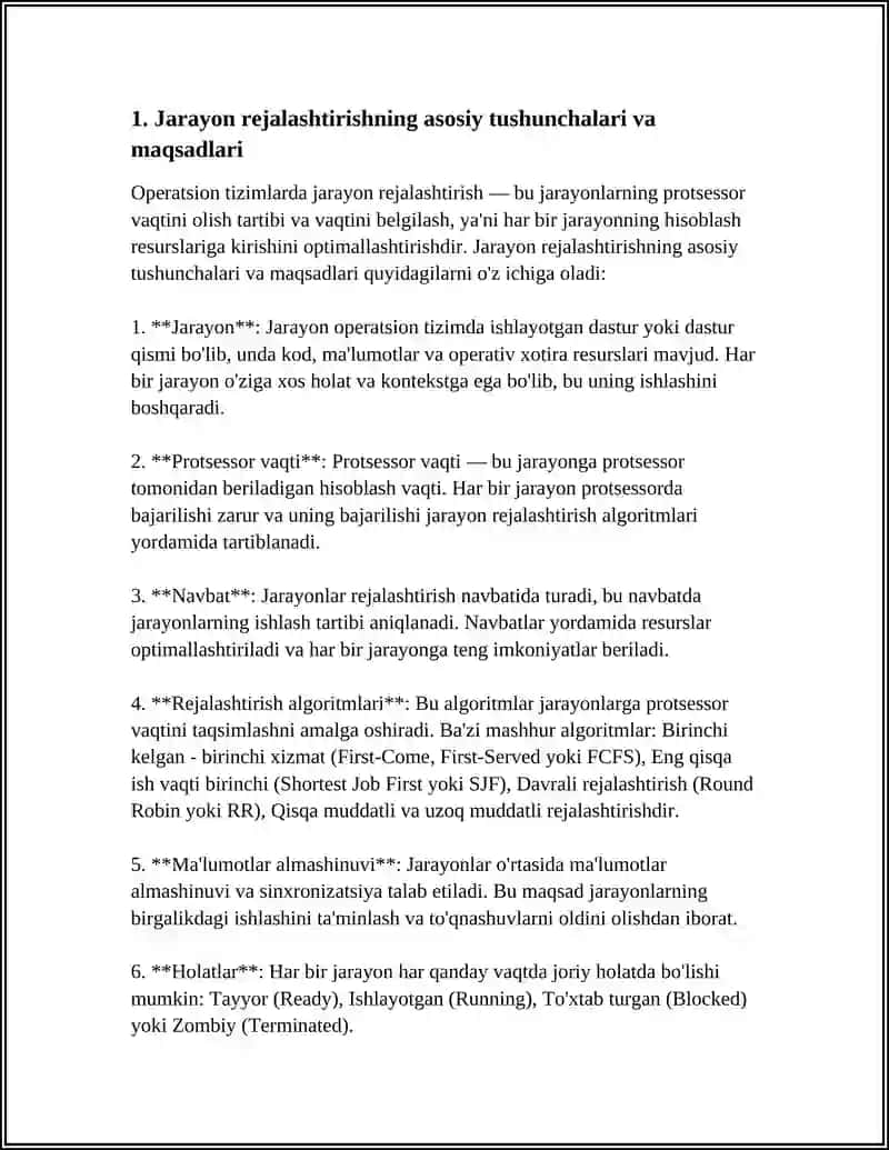 OPERATSION TIZIMLARNING JARAYONNI REJALASHTIRISH ALGORITMLARI 3