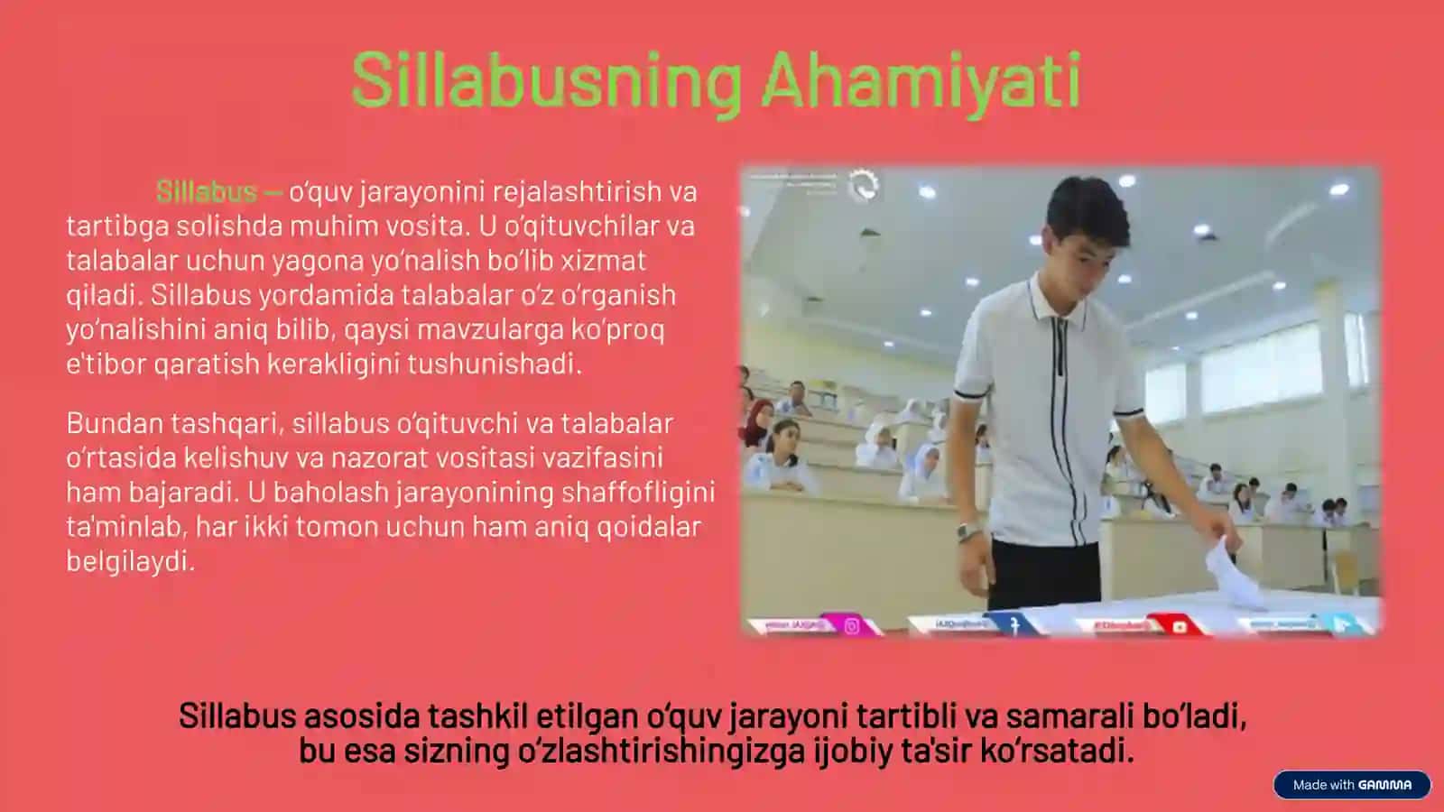 Fan Sillabusi va Baholash Tizimi: 1-bosqich Talabalar Uchun 3