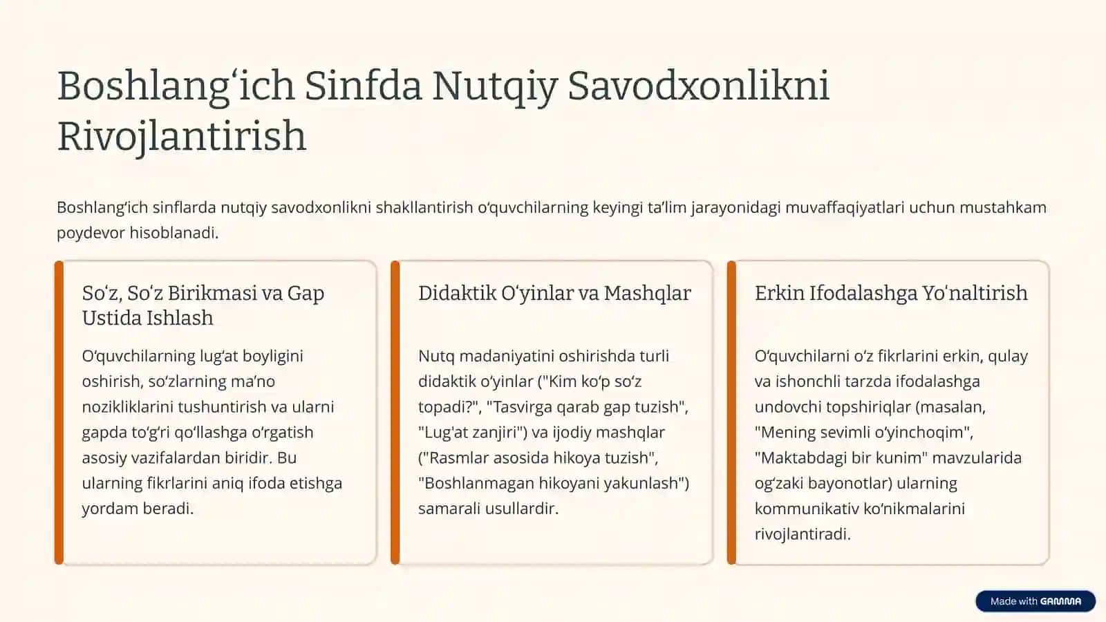 Uslubiysavodxonlikni rivojlantiruvchi topshiriqlar ishlab chiqish 3