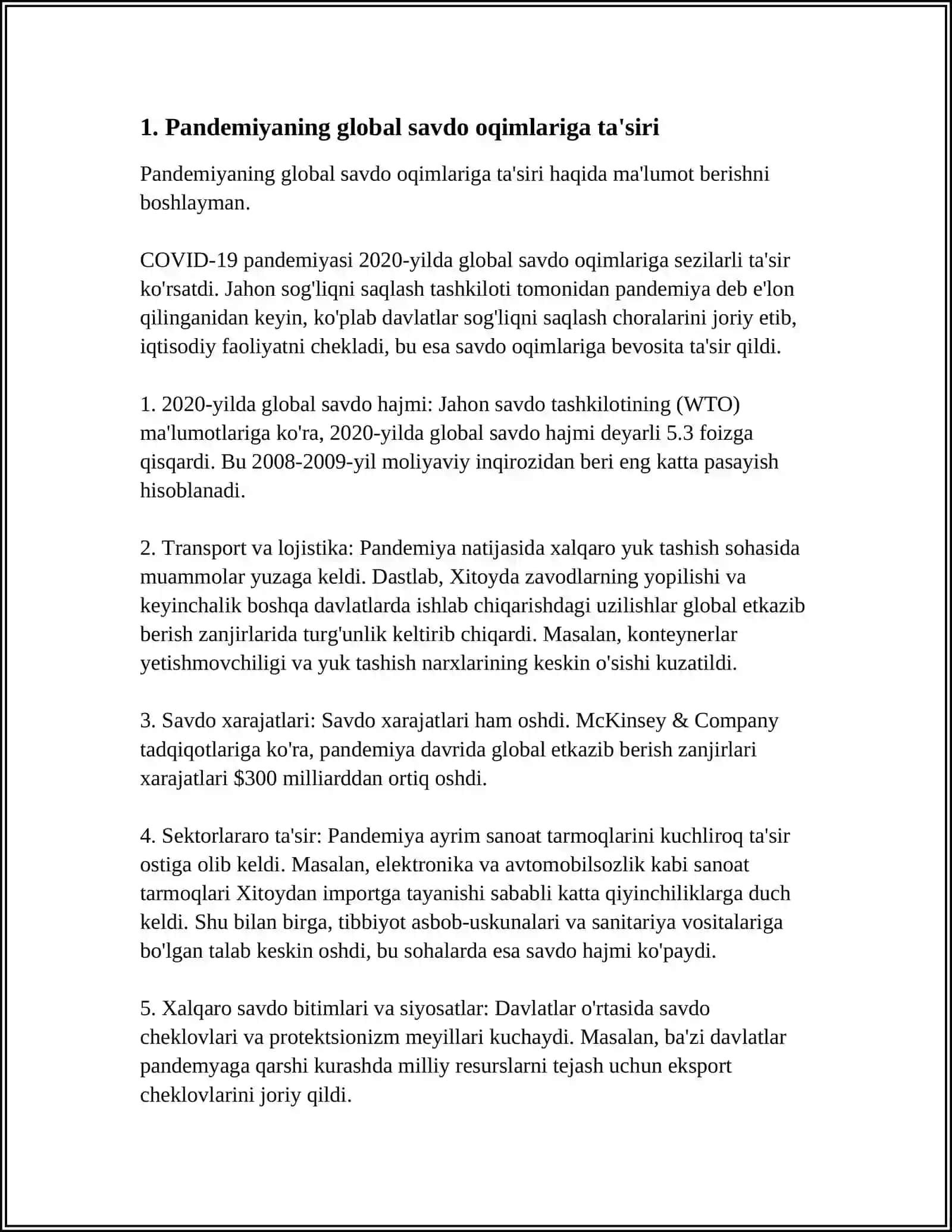 2020 YIL JAHON XO'JALIGIDA YUZAGA KELGAN PANDEMIYANING JAHON BOZORLARIGA TA'SIRI 3