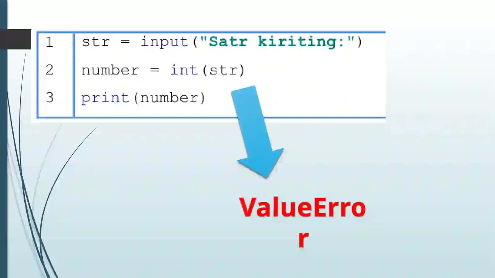 Python (Basic) Istisno holatlar bilan ishlash. 3