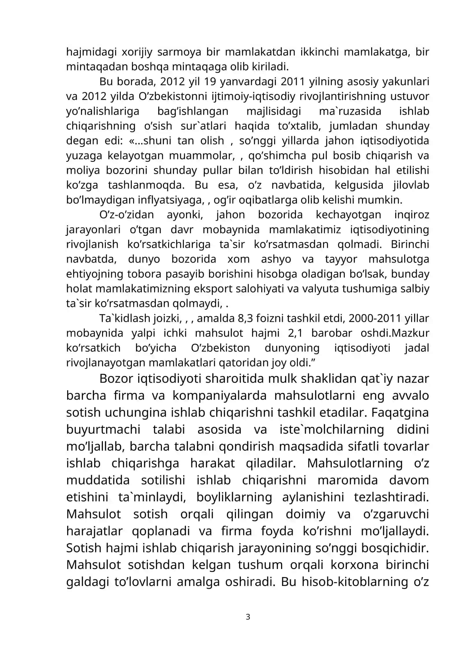 Xo’jalik sub`ektlarining mahsulоt (ish, xizmatlar) ishlab chiqarish hajmini tahlili 3
