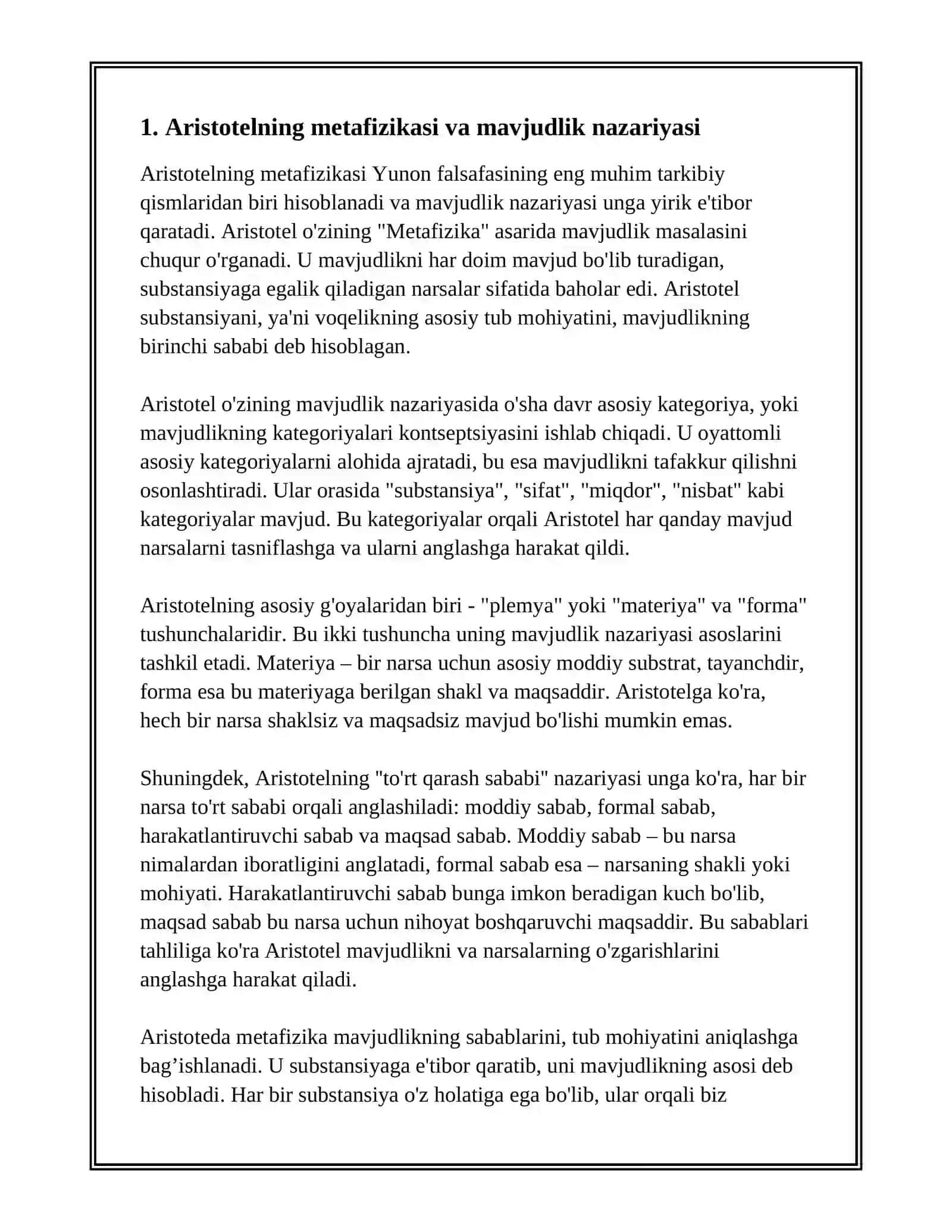MUMTOZ YUNON FALSAFA ARISTOTEL FALSAFASI 3
