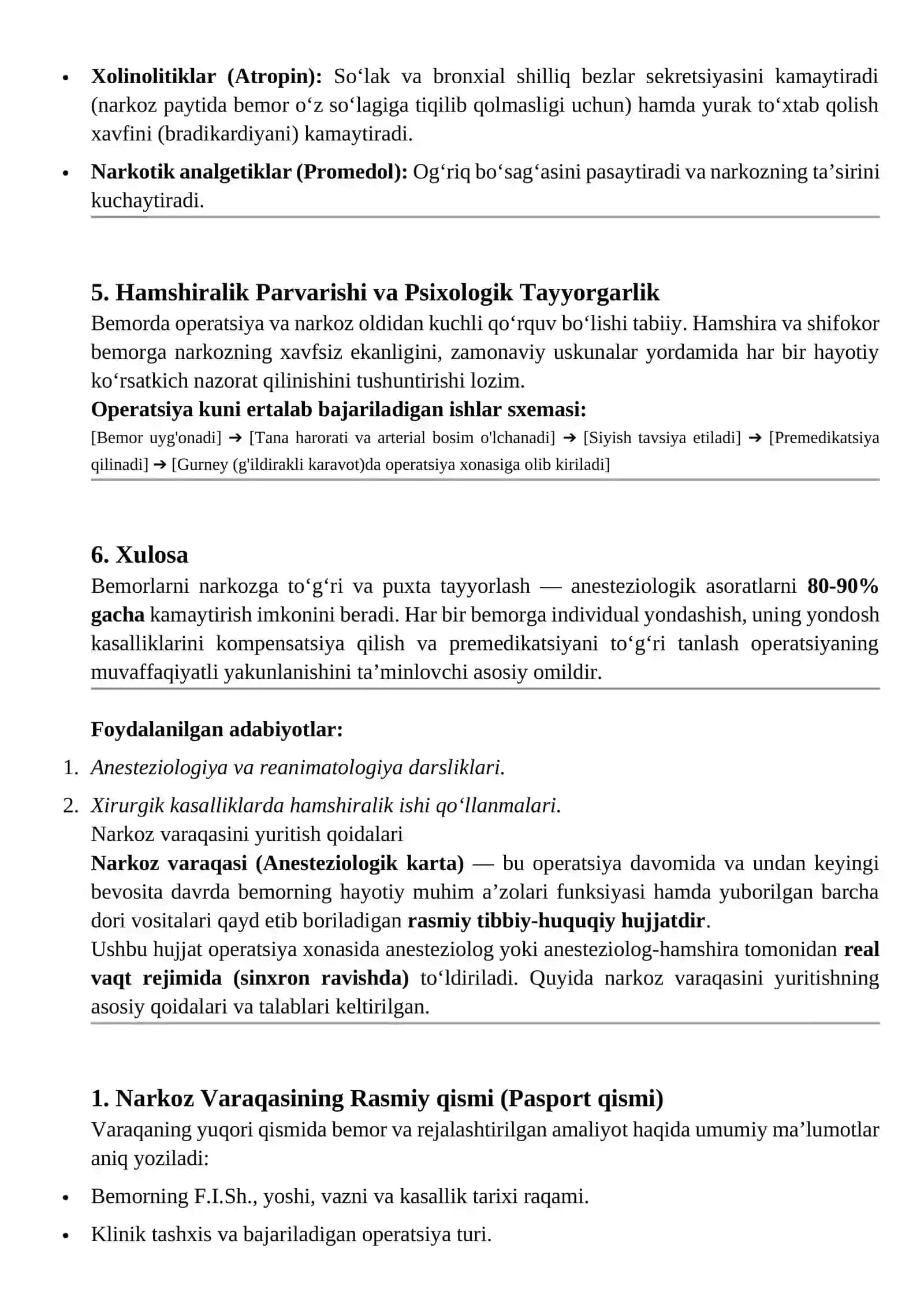 Bemorlarni narkozga tayyorlash mavzusiga mustaqil ishi 3