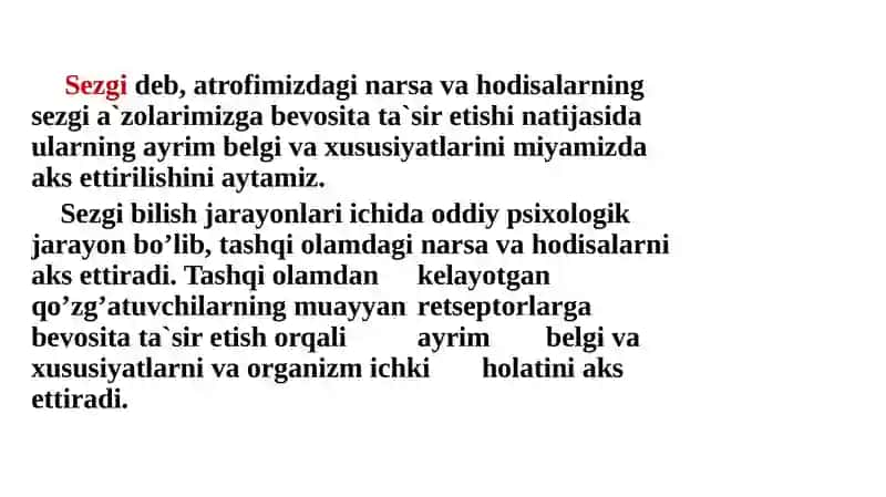 SEZGI VA IDROK : UMUMIY TASAVVURLAR VA YONDASHUVLAR 3