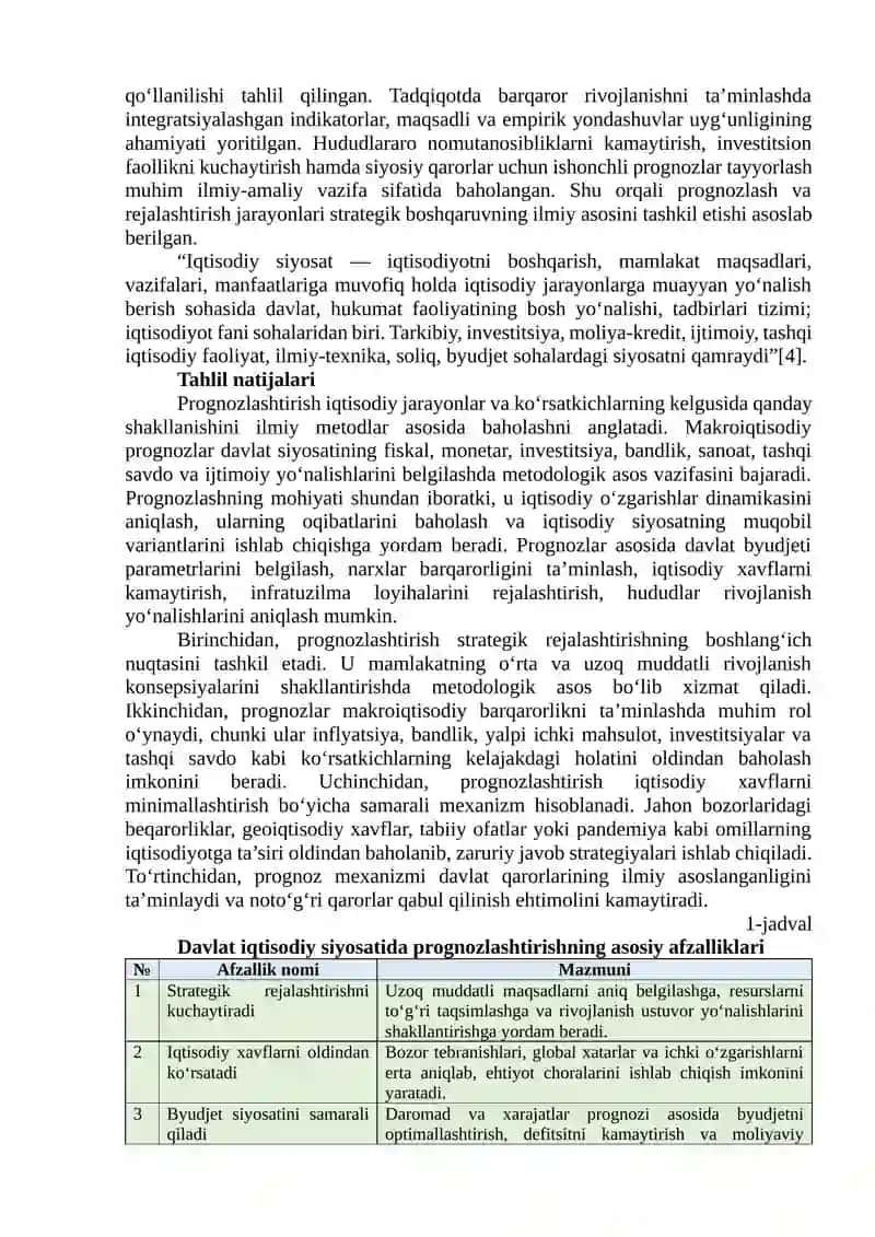 DAVLAT IQTISODIY SIYOSATIDA PROGNOZLASHTIRISHNING TUTGAN O‘RNI 3