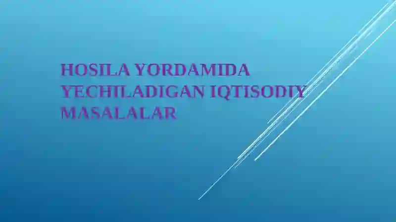 Hotalabsila yordaromaddamida yo’zgarishechiladigan ifoydaqtisodiy mamaksimalsalalar 3