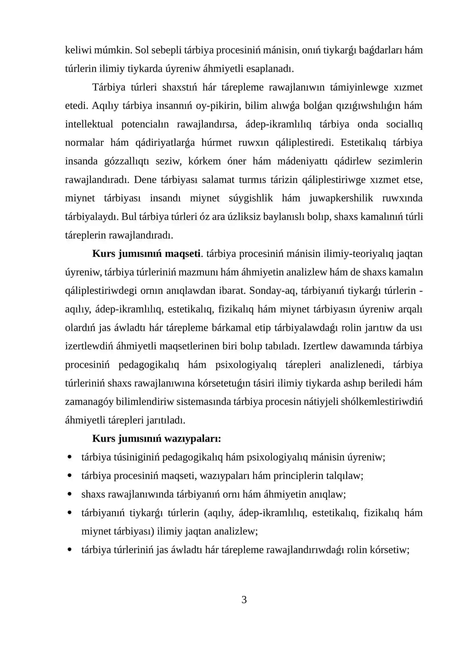 TÁRBIYANIŃ TEORIYALQ-TIYKARǴI MAZMUNI HÁM PSIXOLOGIYALIQ-PEDAGOGIYALÍQ ÁHMIYETI 3