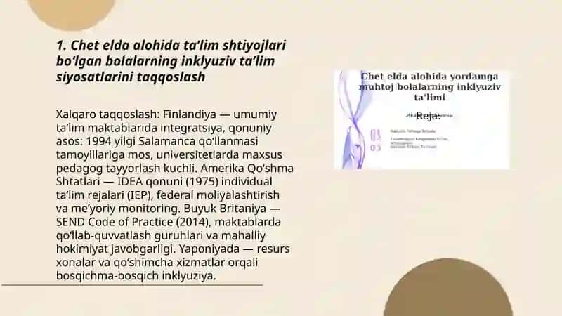 Chet elda alohida taʼlim shtiyojlari boʻlgan bolalarning inklyuziv talimi 3