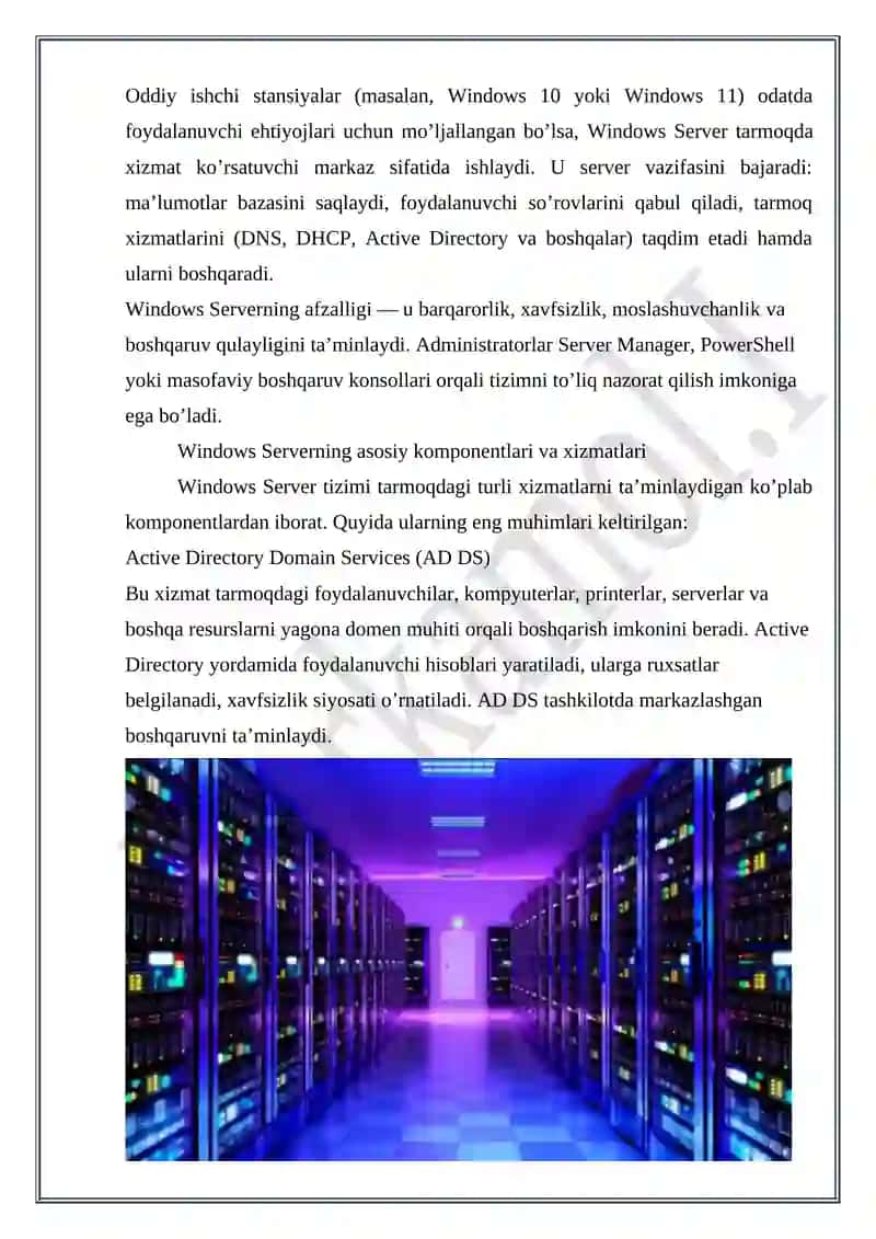 Windows server operatsion tizimida tarmoq xizmatlarini omatish va sozlash (DHCP, DNS) 3