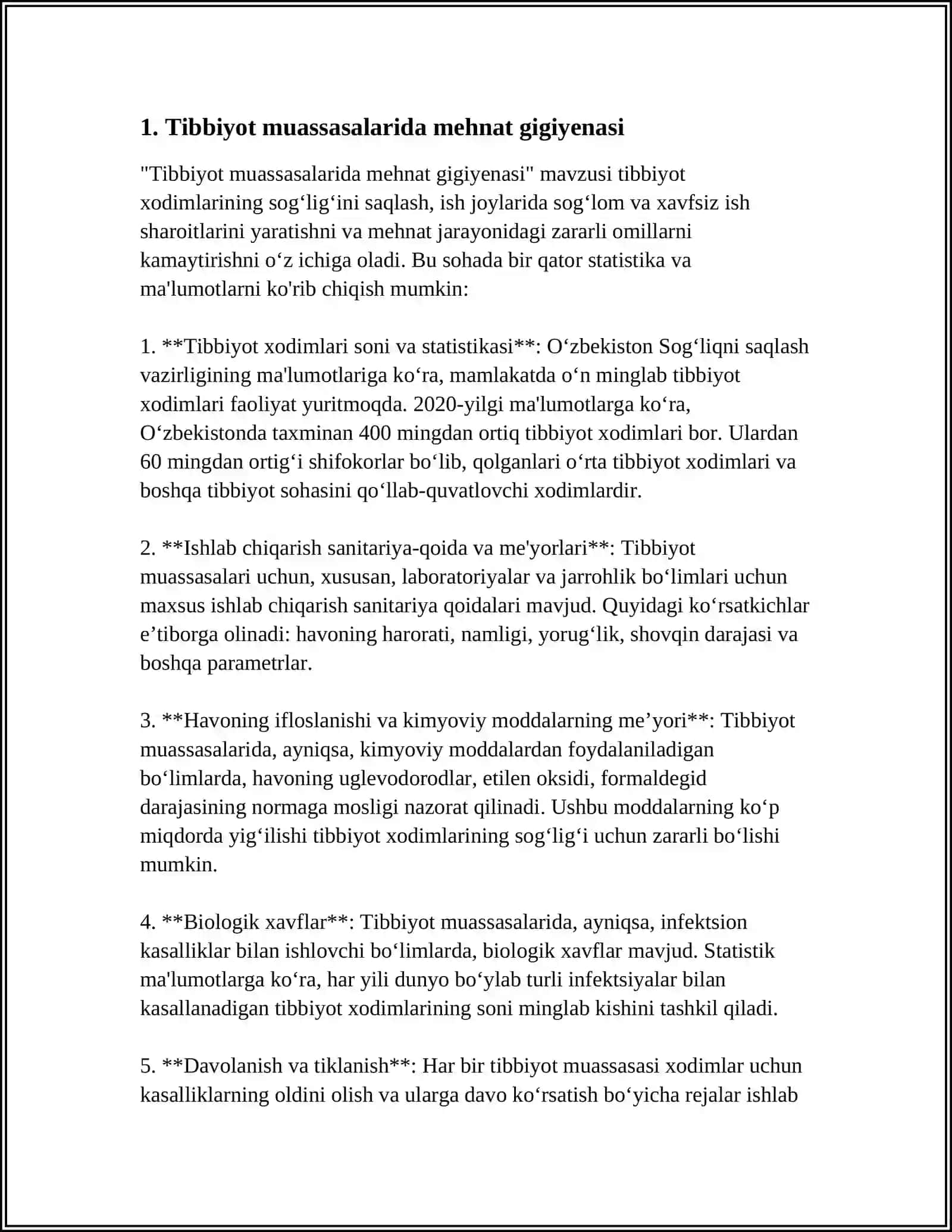 Tibbiyot muassasalarida hodimlarning mehnat sharoitlarini gigiyenik nazorat qilish 3