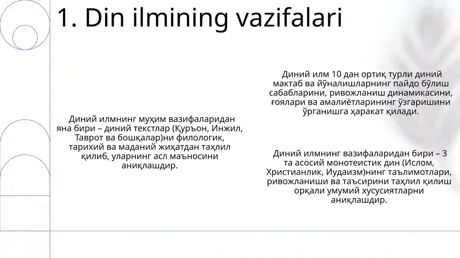 Dinshunoslik faning predmeti, vazifasi va maqsadi 3