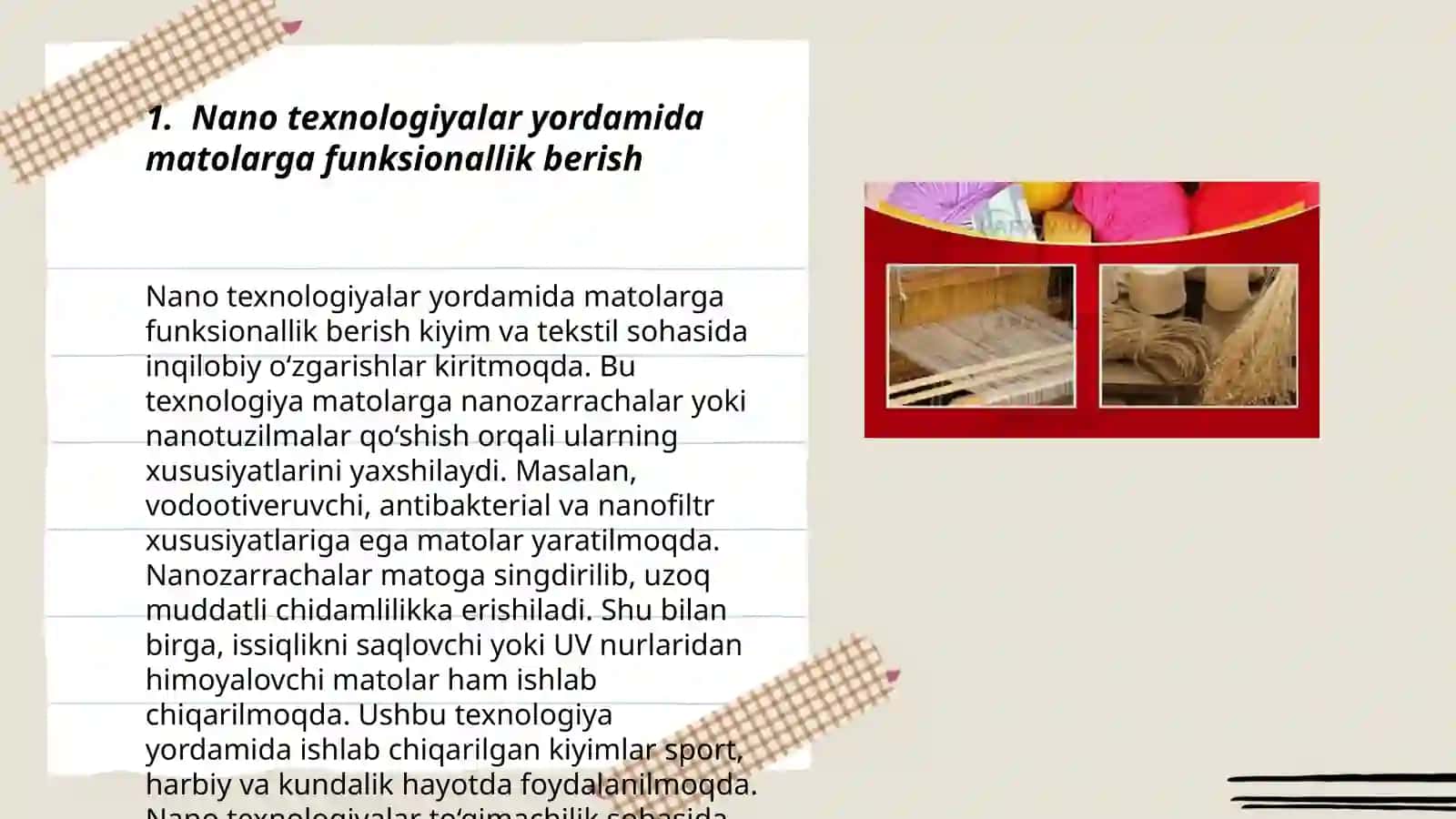To'qimachilik materiallariga funksionallik berishda zamonaviy texnalogiyalar 3