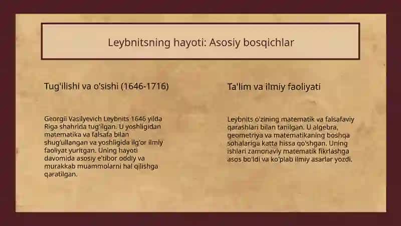 G. V. Leybnitsning hayoti va ijodi (kombinatorikaga qo'shgan hissalari) 3