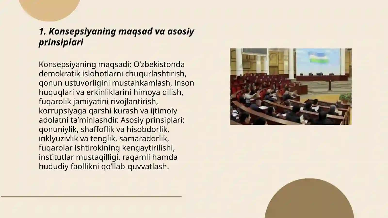 O'zbekistonda demakiratik islohotlarni yanada chuqurlashtirish va fuqarolik jamiyatini rivojlantirish konstrepsiyasi 3