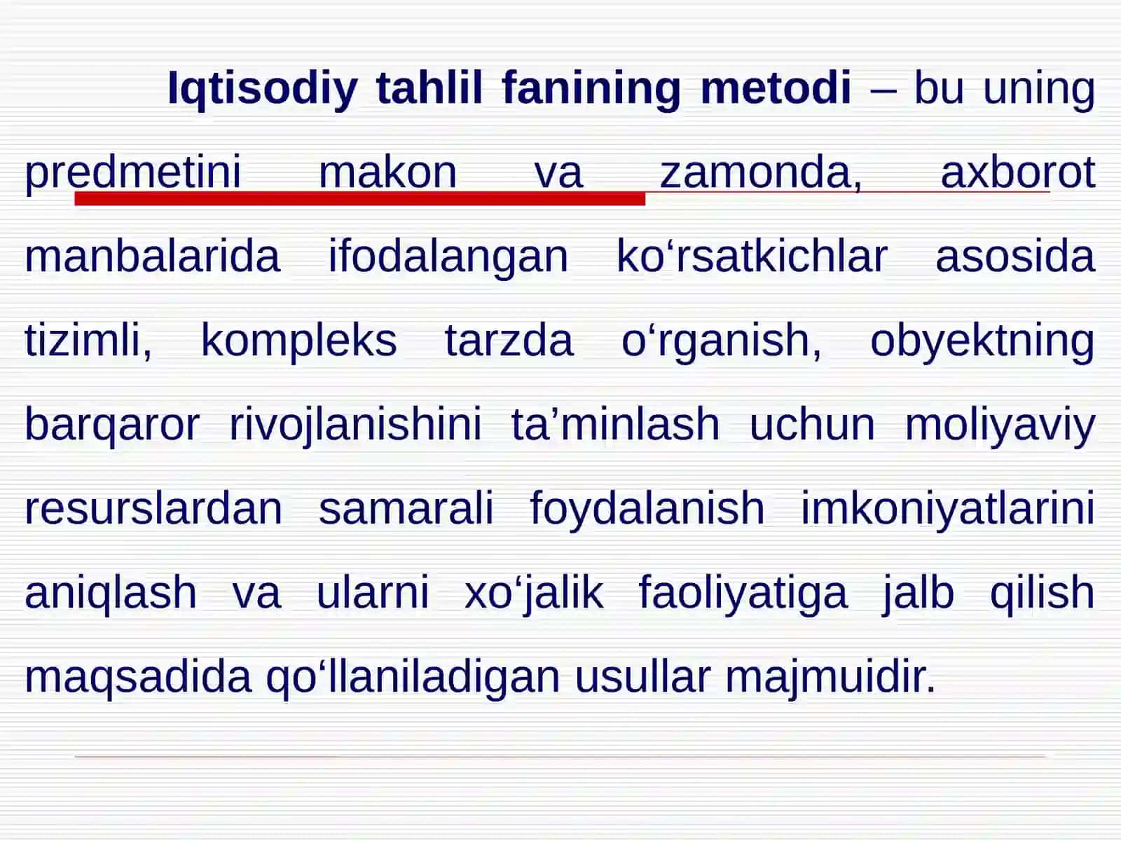 Iqtisodiy tahlil fanining metodi va uning oʻziga xos xususiyatlari 3