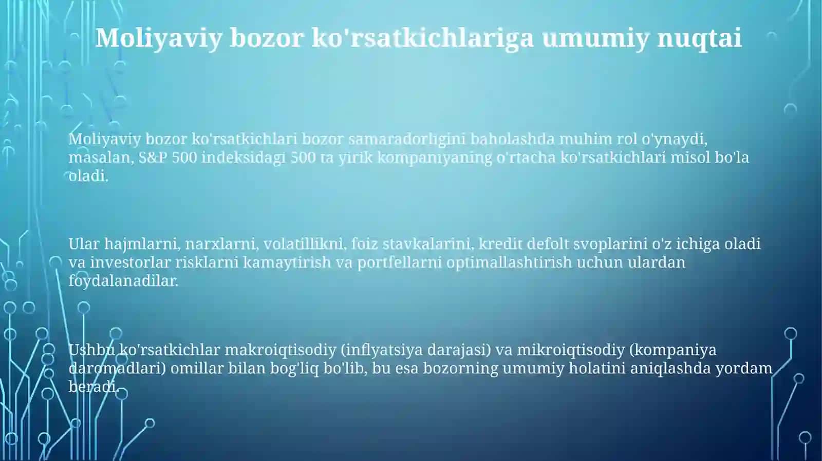 Moliya bozori indikatorlarini baholash 3