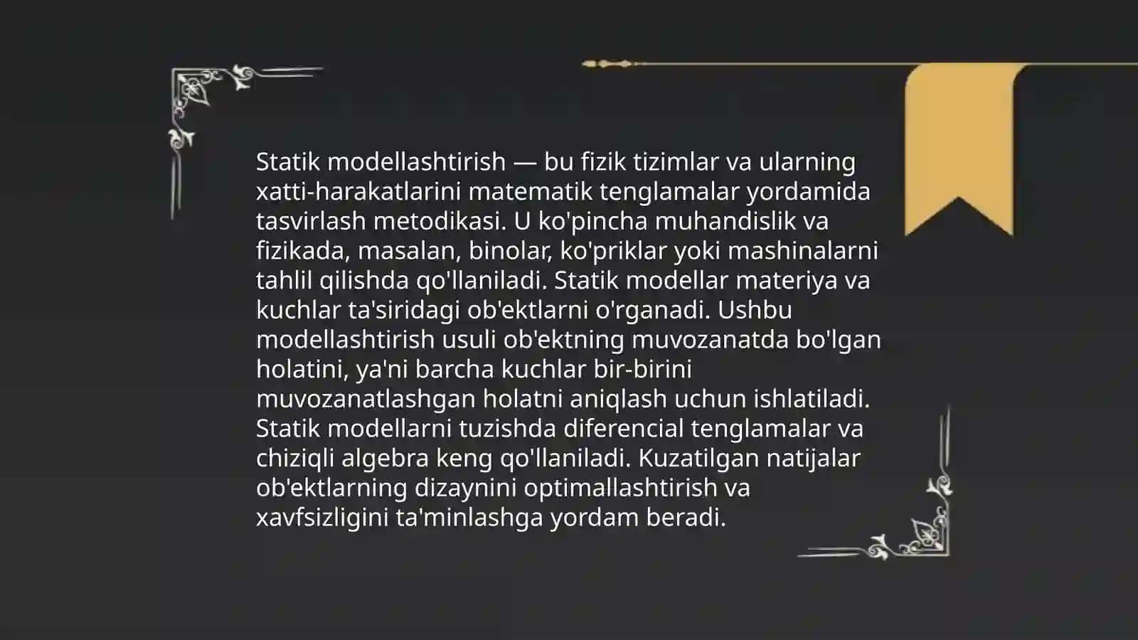 Statik modellashtirish 3