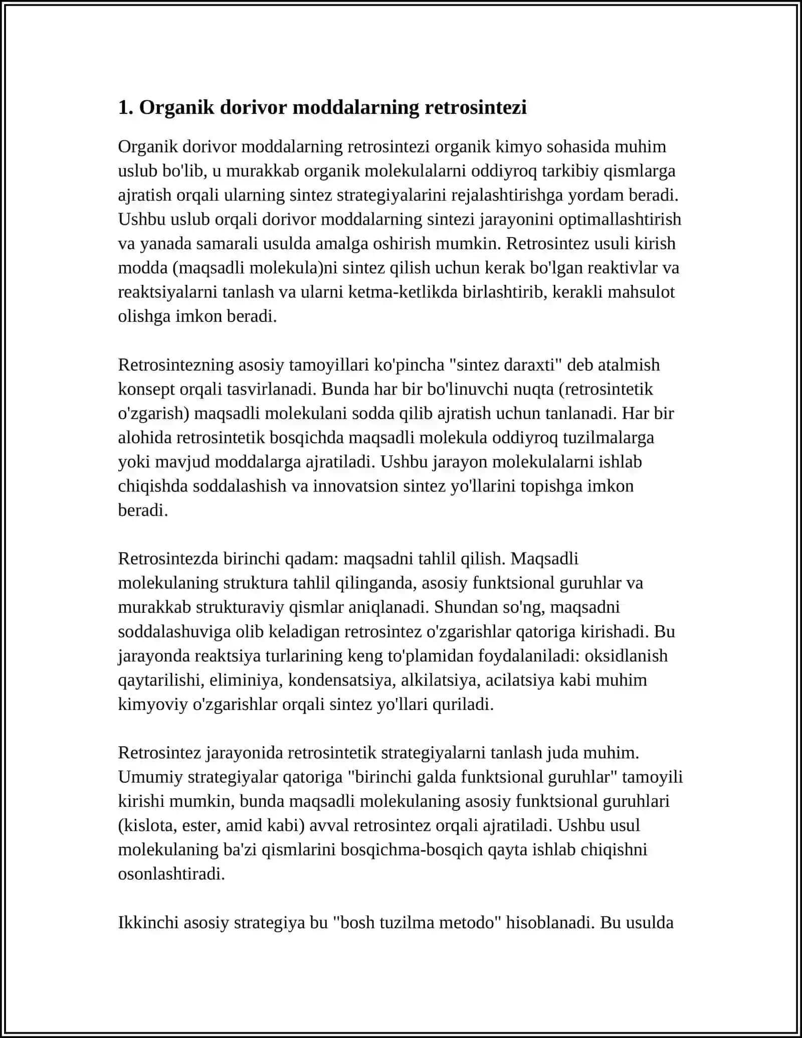 ORGANIK DORIVOR MODDALARNI SINTEZLASH 3