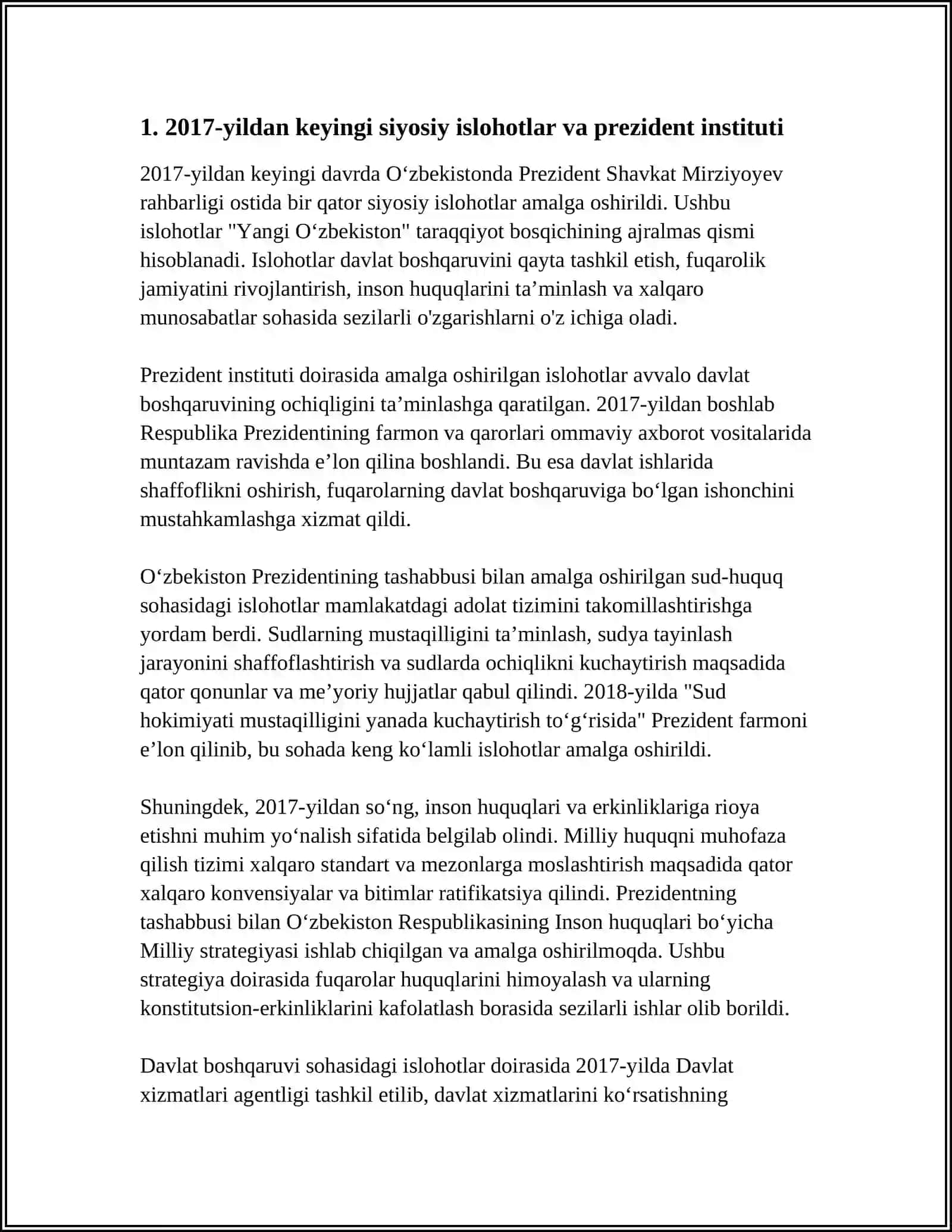 O‘ZBEKISTONDA 2017-YILDAN KEYINGI ISLOHOTLAR VA “YANGI OʻZBEKISTON” TARAQQIYOT BOSQICHI 3