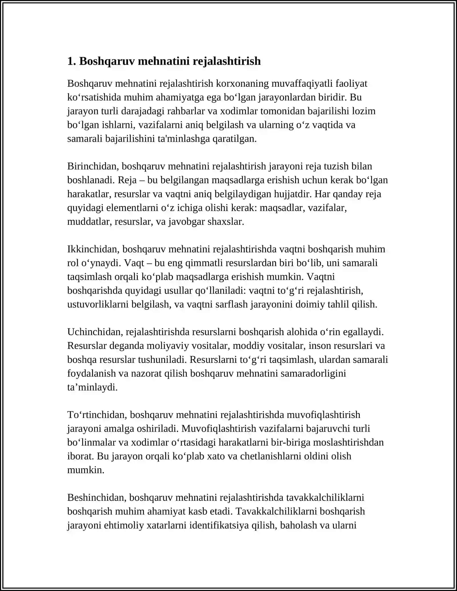 BOSHQARUV MEHNATINI TASHKIL ETISH 3