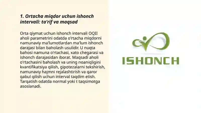 Ortacha miqdor uchun ishonch intervali: ta'rif va maqsad 3