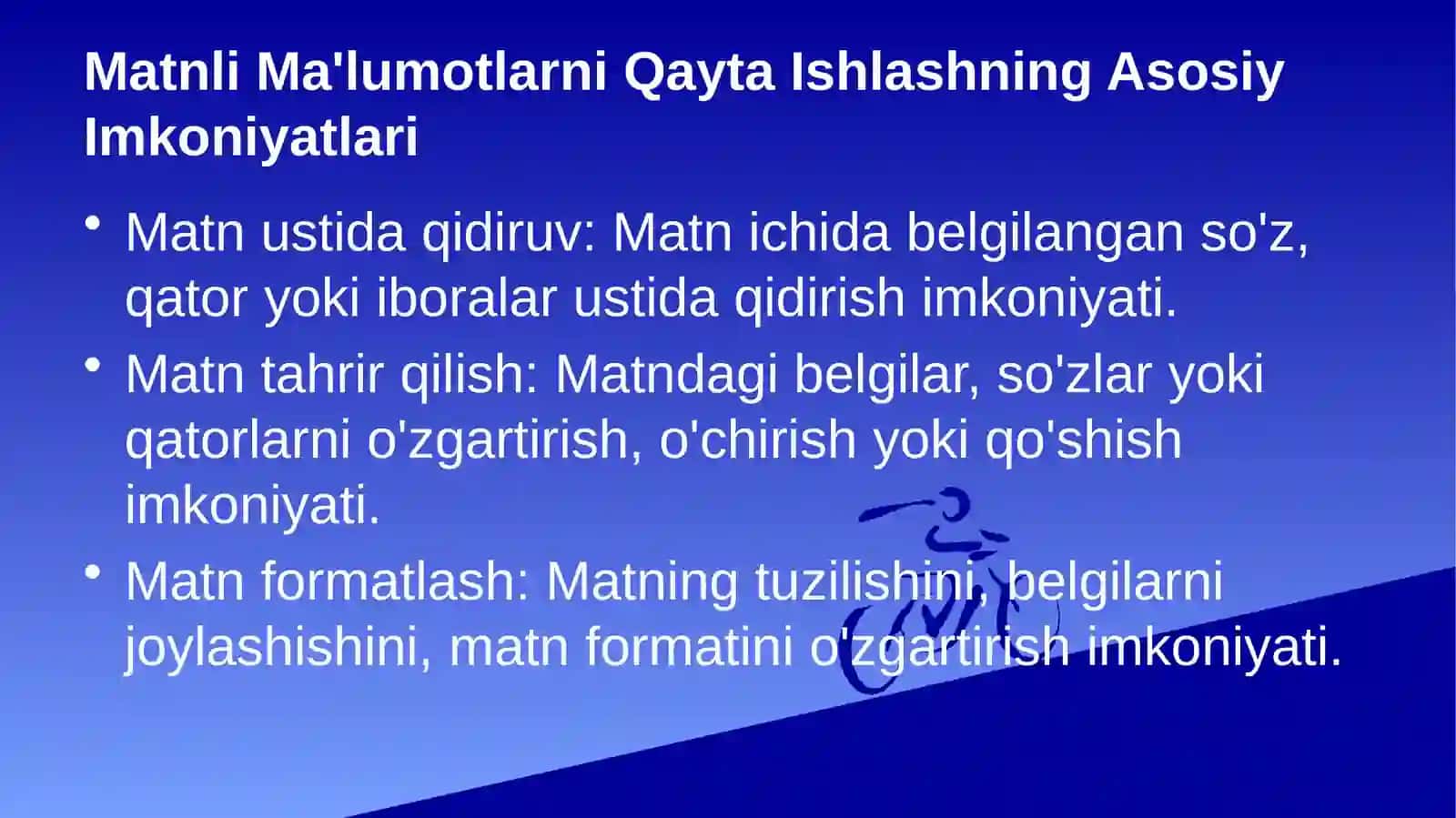 Matnli ma’lumotlarni qayta ishlash dasturlarining imkoniyatlari 3