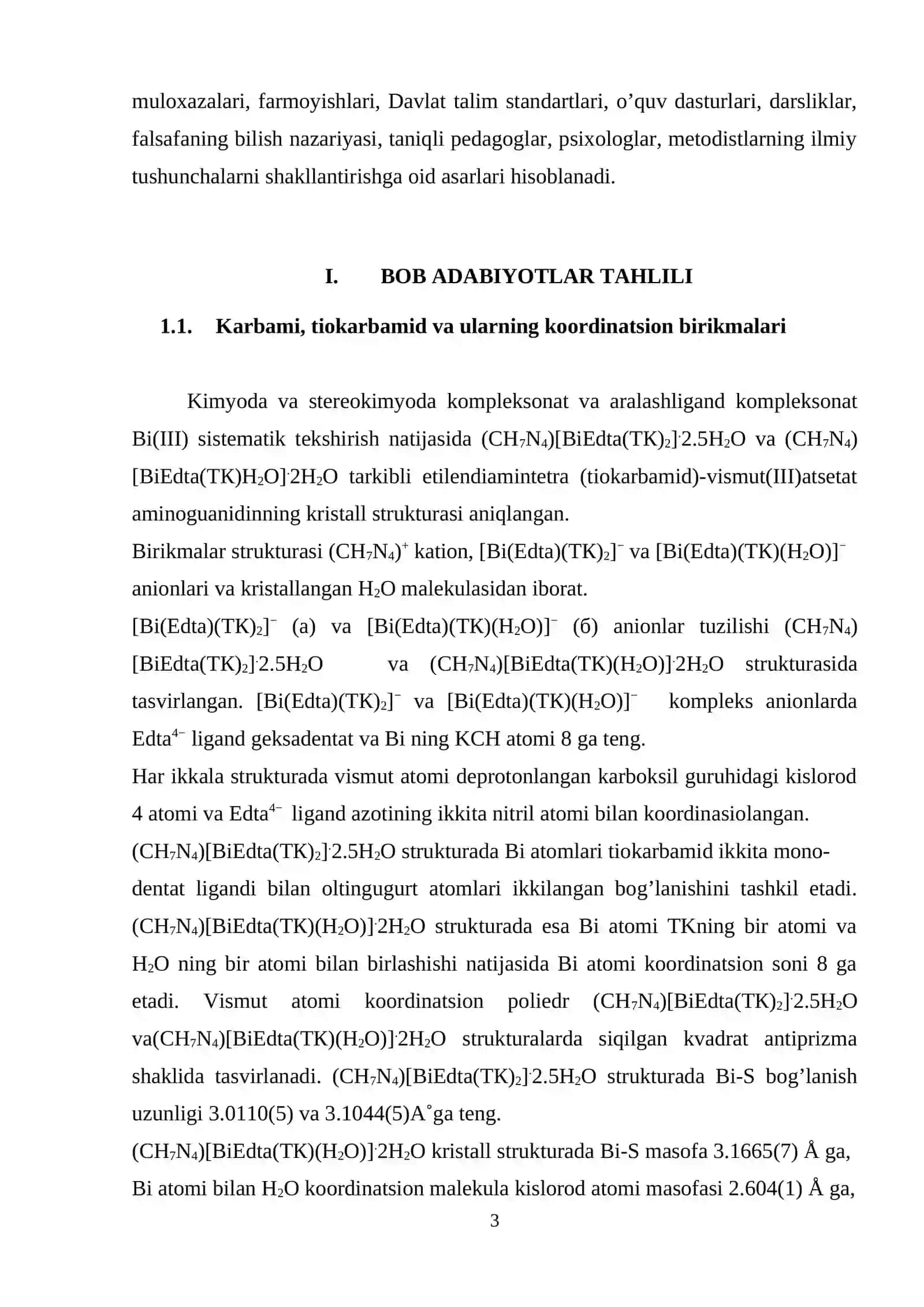Karbamid va tiokarbamidning koordinatsion birikmalari 3
