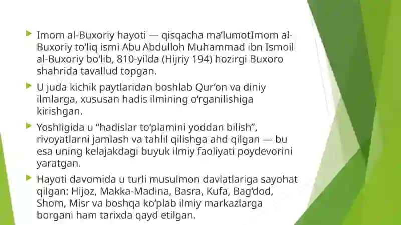 O’ZBEKISTON    O’TMISHI HAM,   KELAJAGI    HAM   BUYUK   DAVLAT  .  IMOM    AL- BUXORIY   HAYOTI  VA  IJODI 3