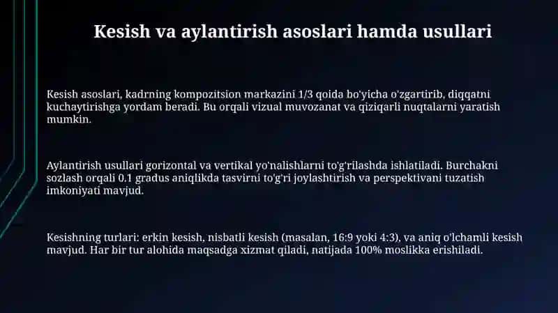 Kesish va aylantirish asoslari va usullari 3