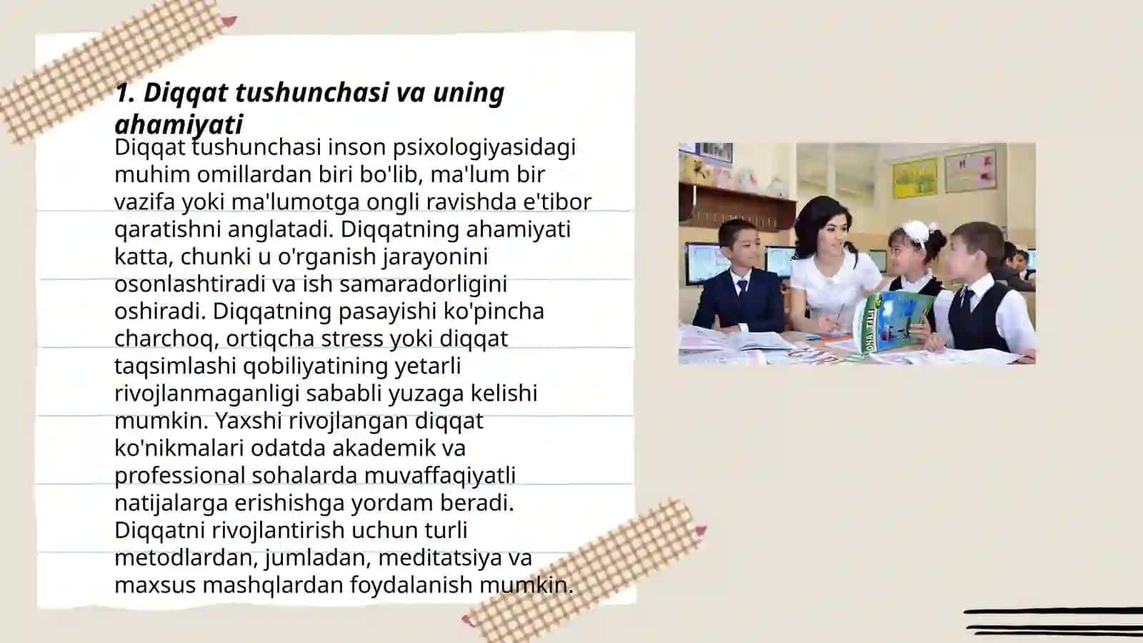 Diqqat va Xotira. Xayol jarayonlari umumiy xususiyatlari 3