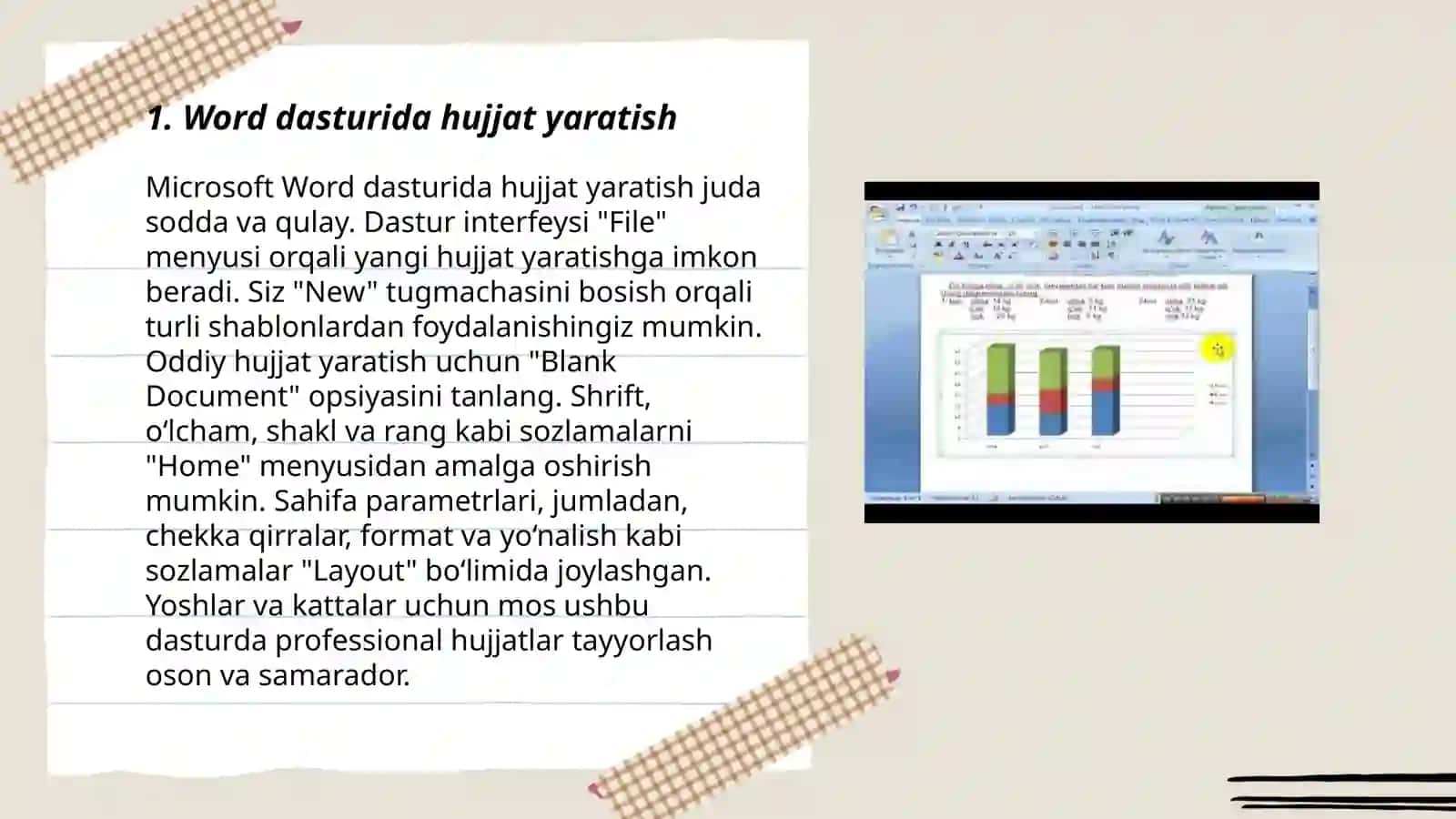 Word dasturida ishlashni tushuntirish 3