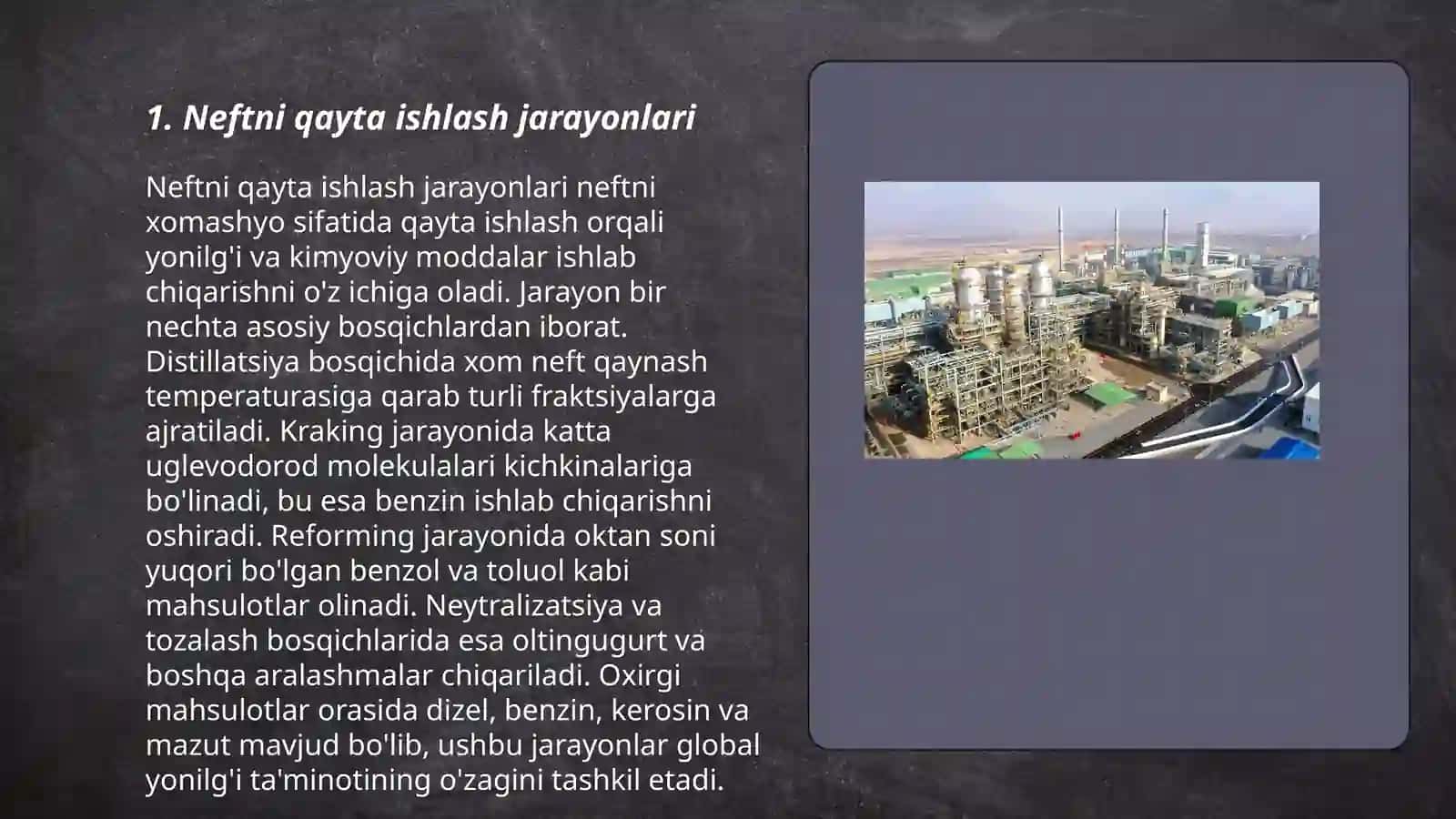 Neftni qayta ishlashning kimyoviy usuli 3