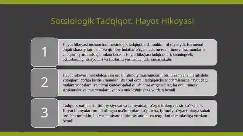 "Hayot hikoyasi" sifatli sotsiologik tadqiqot  turi sifatida 3