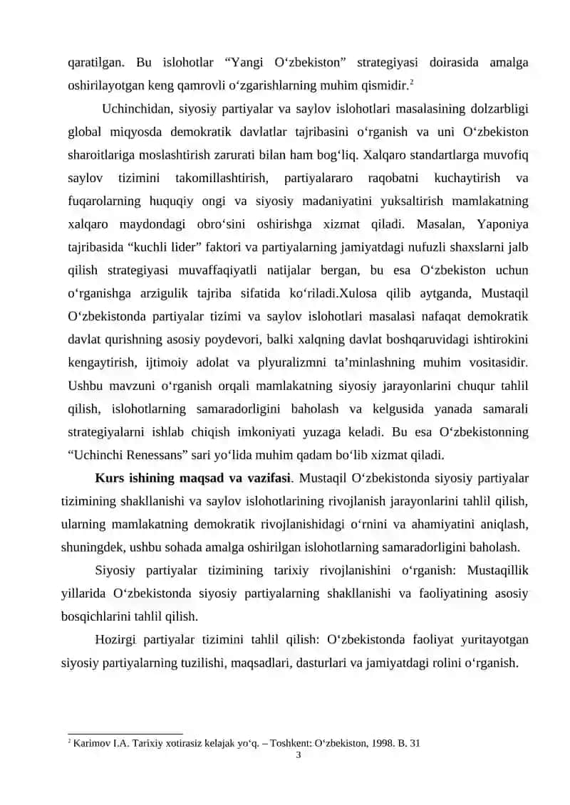 Mustaqil O‘zbekistonda Siyosiy Partiyalar Tizimi va Saylov Islohotlari 3