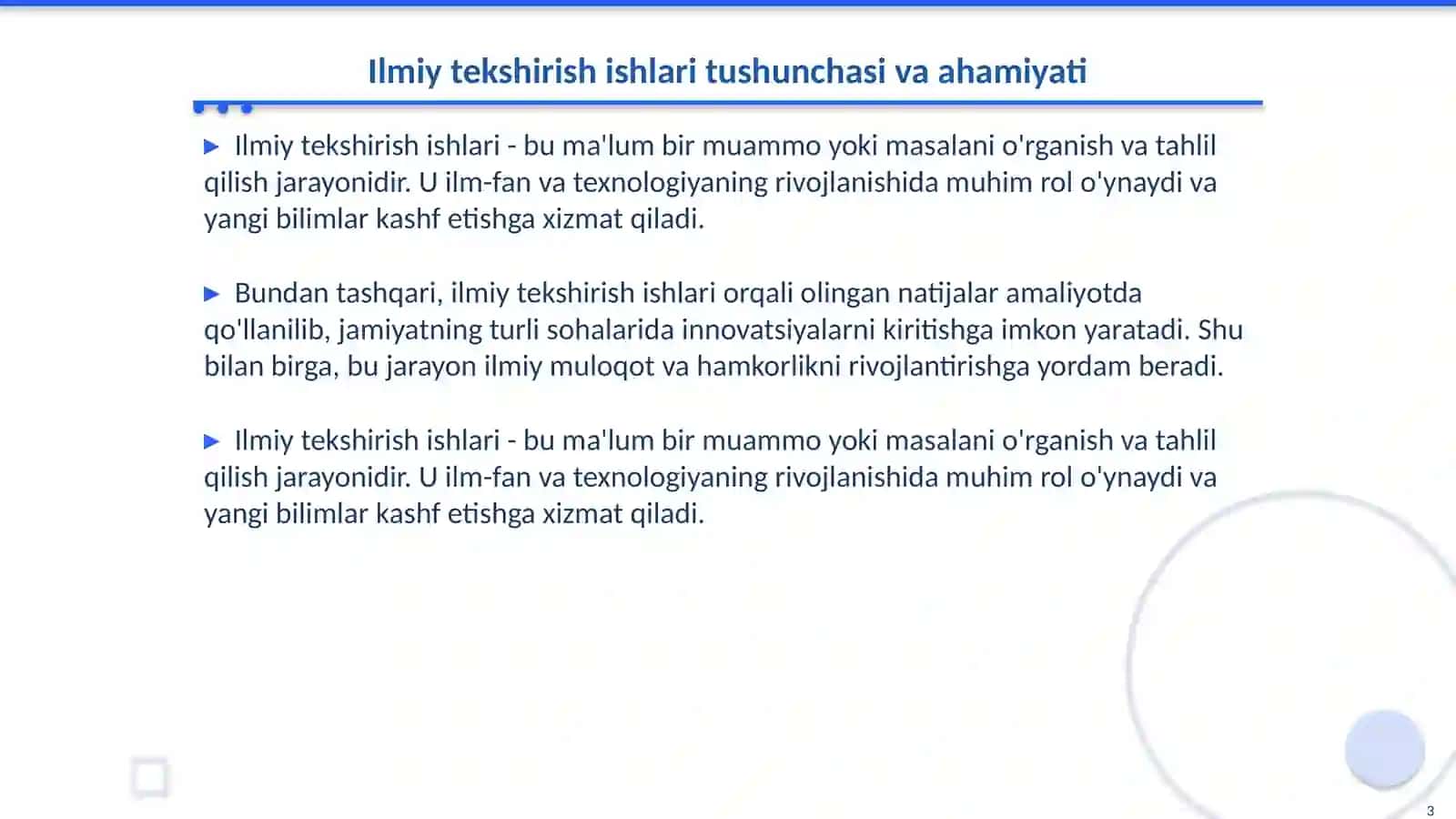 Ilmiy tekshirish ishlari haqida asosiy tushuncha, rivojlanish tarixi va uning vazifalari 3