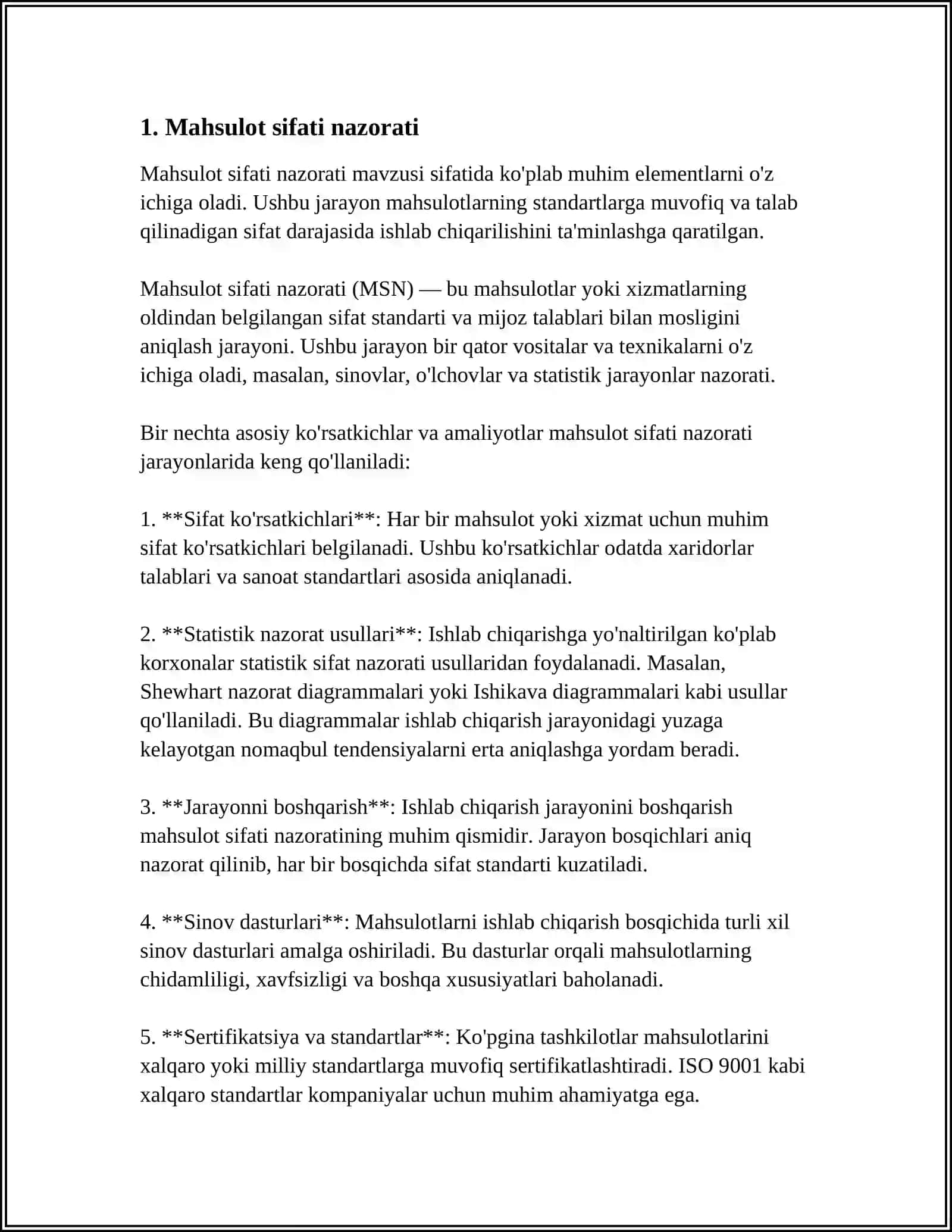 MAHSULOT SIFATI VA MAHSULOT CHIQARISHNI TEXNOLOGIK SXEMA TANLASH 3