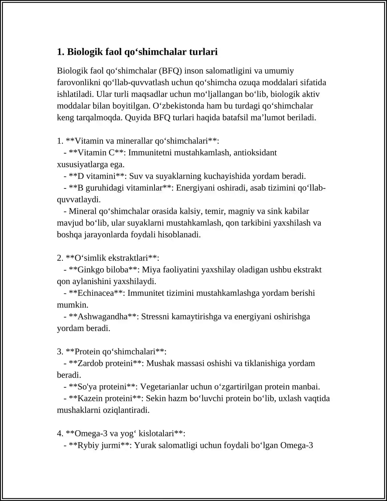 BIOLOGIK FAOL QOʻSHIMCHALAR YARATISH 3