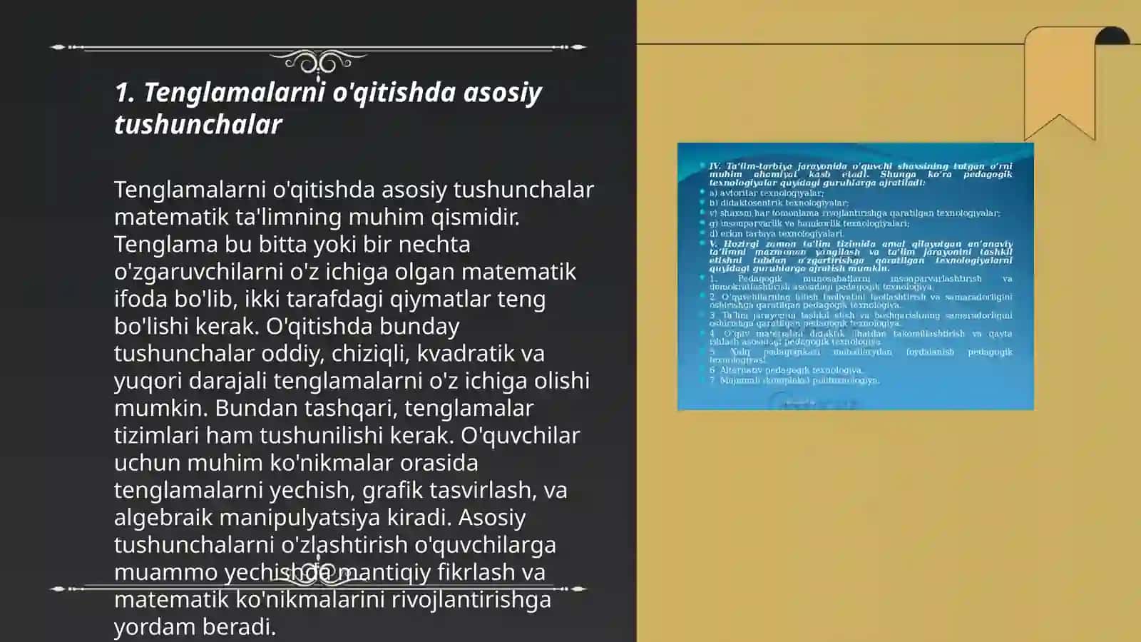 Umumiy oʻrta taʼlim maktab, Akademik litsey va Kasb hunar kollejlarida tenglamalarni oʻqitish metodikasi 3