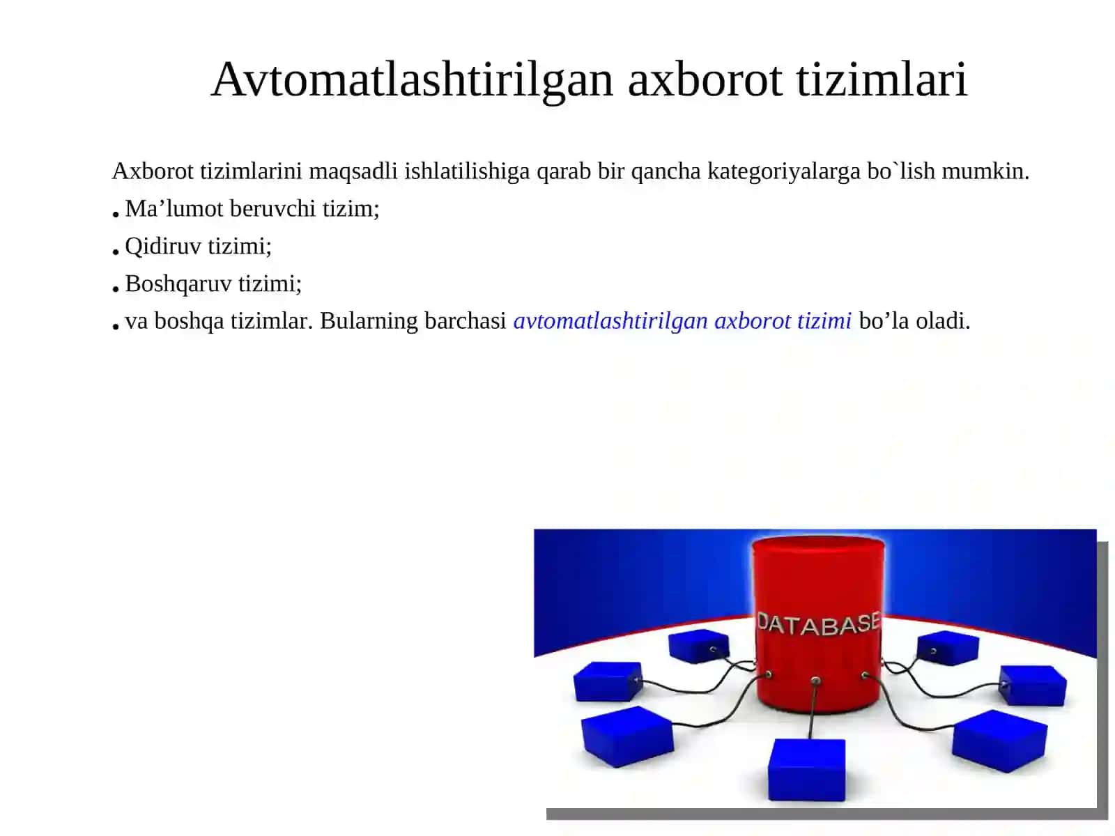 Ma’lumotlar bazasining maqsadi, vazifalari va asosiy talablar. 3